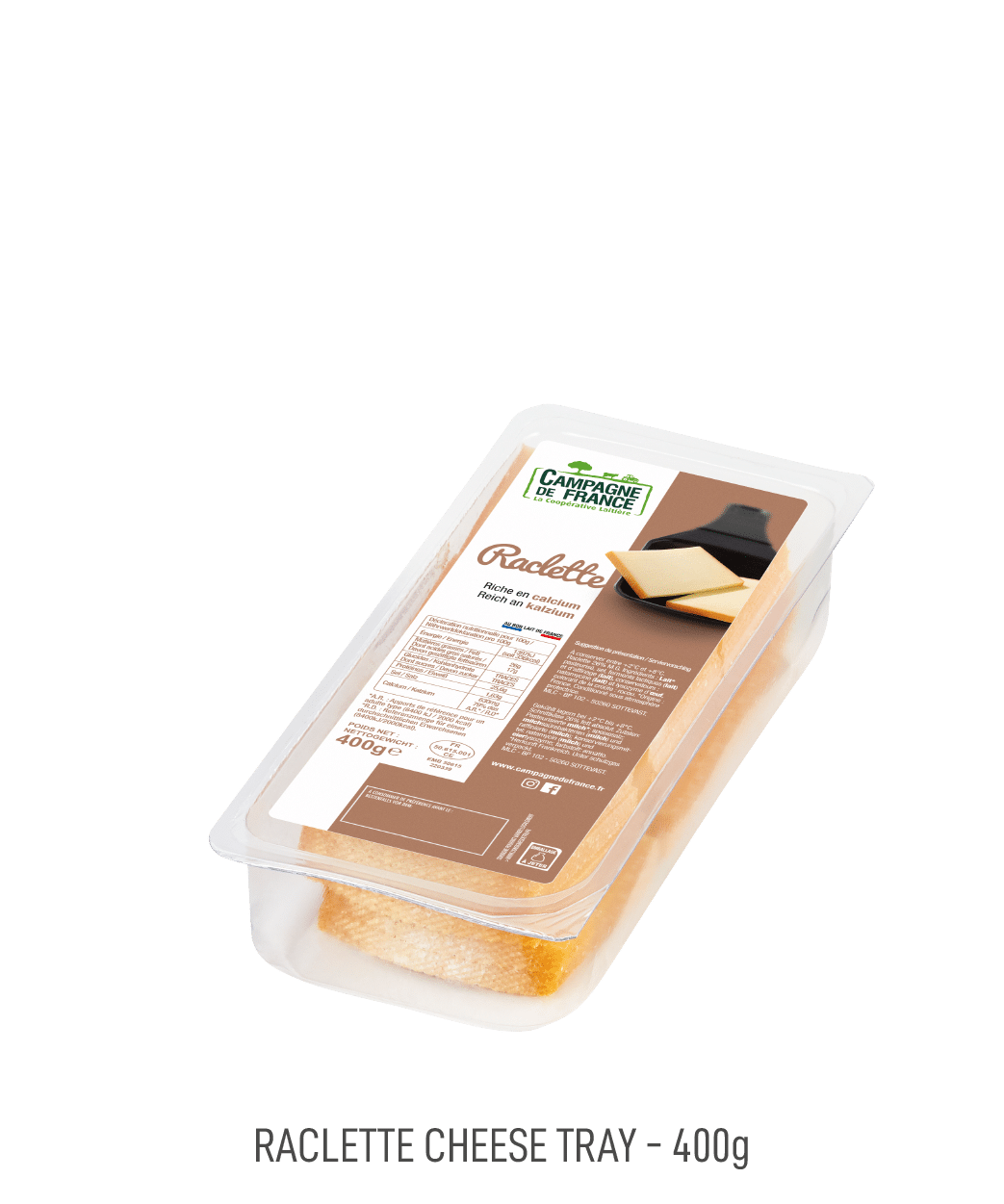 Fromage Raclette Campagne de France barquette 400g